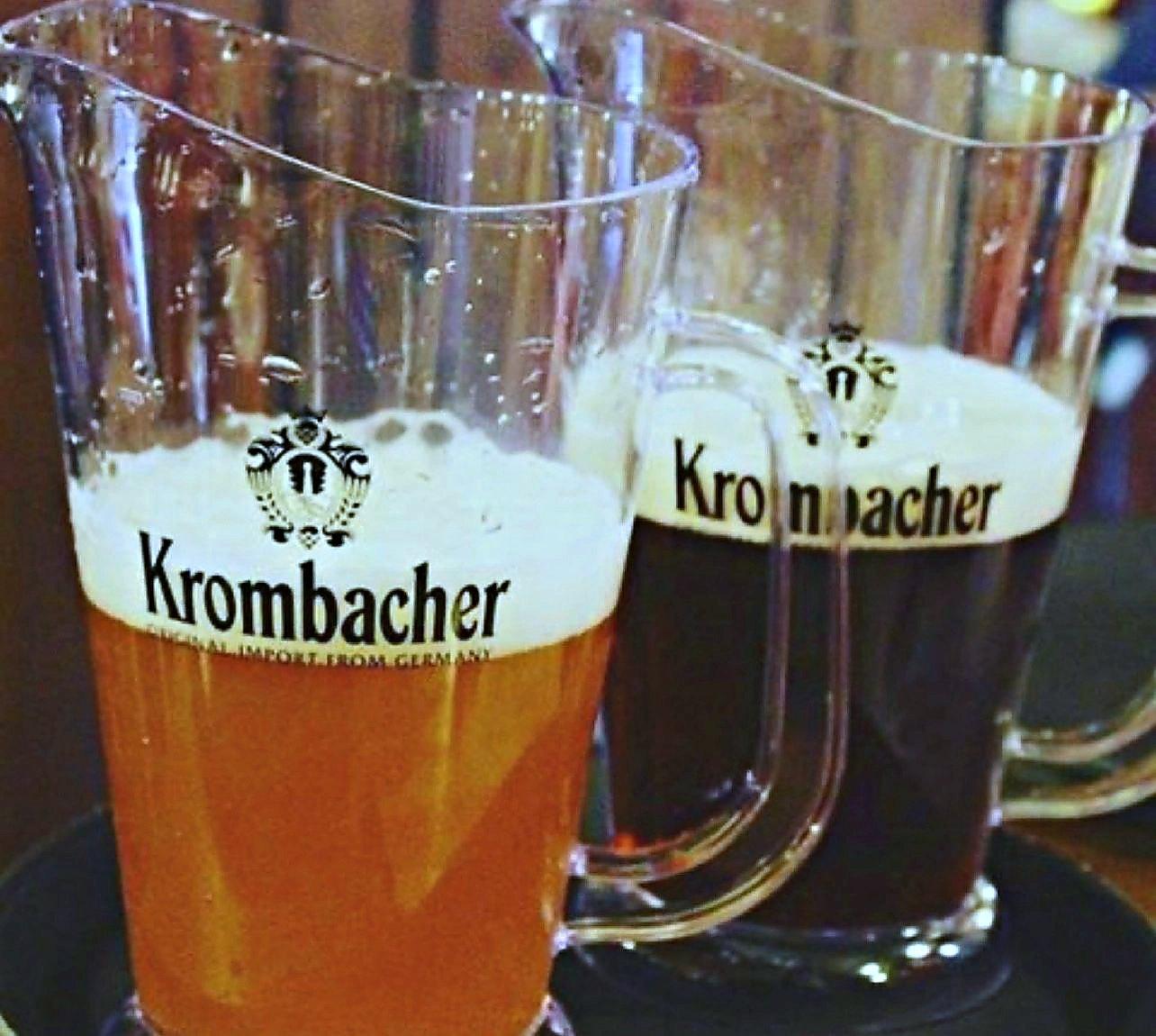 Two German beers, one light and one dark
