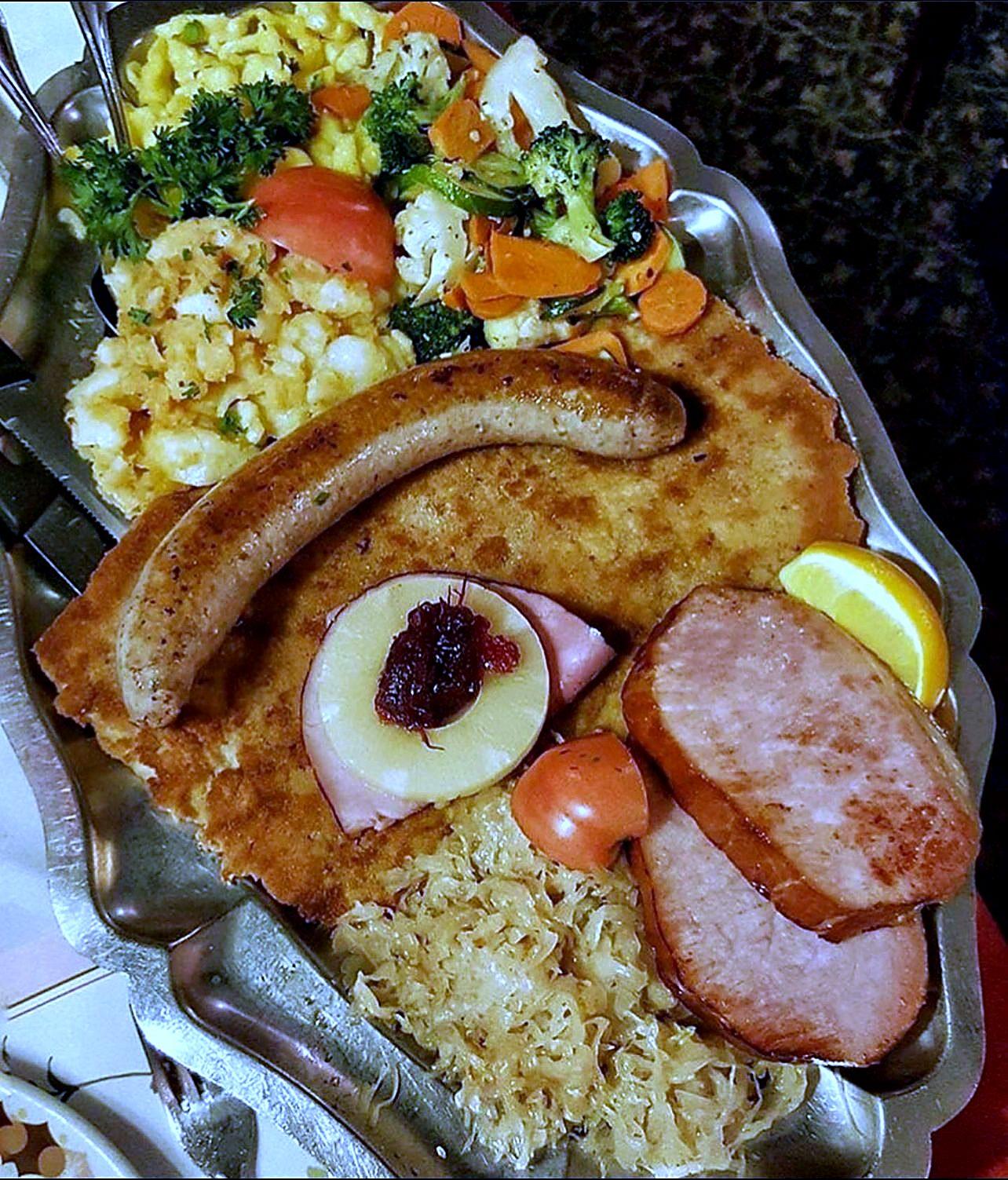 The Farmer's Feast: ribs, roast pork, bratwurst and kassler